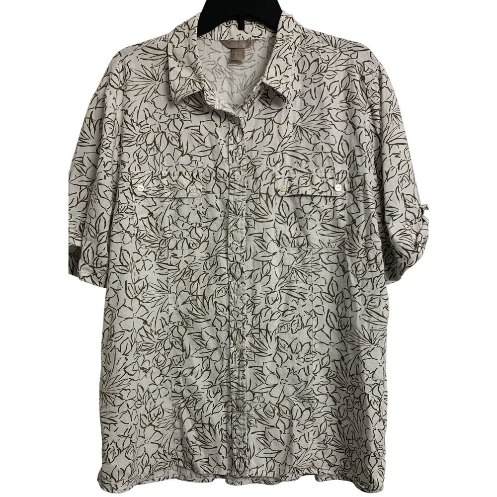 White Stag XL (16-18) Floral Linen Lightweight Coastal Casual Blouse‎